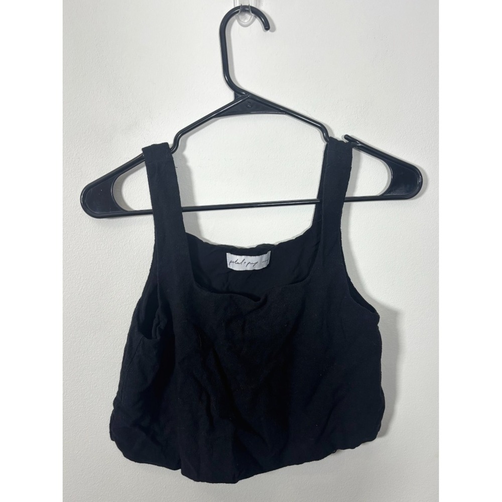 Petal + Pup Black Crop Top Size XS Basic Shirt Linen